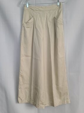 NWT Zara S Beige Neutral Minimalist  Lightweight High Rise Wide Leg Cropped Pant